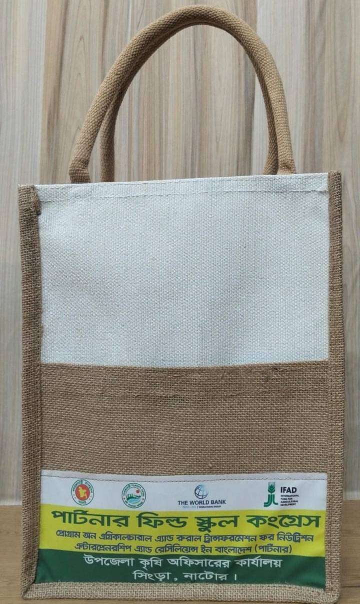 Jute Handle Bag With Belco Pocket and With Zipper - J004A21306WBr